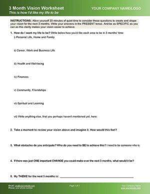 Set 3 Month Vision Coaching Worksheet