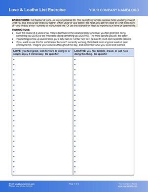 Love and Loathe List Life Coaching Exercise & Tool