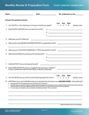 Monthly Client Review and Feedback Form