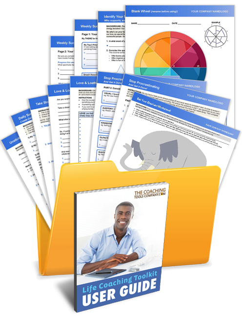 Life Coaching Toolkit showing tools in a folder with User Guide