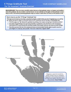Gratitude Coaching Tool and Coaching Exercise with Hand Image