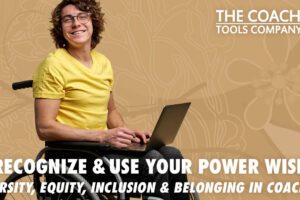 Smiling White man in wheelchair in yellow shirt with laptop