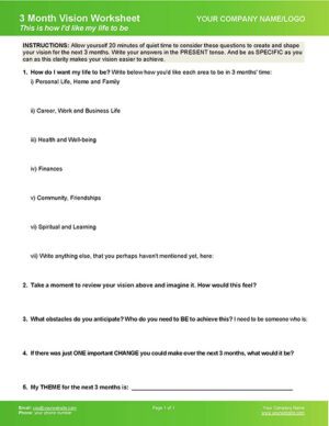 Set 3 Month Vision Coaching Worksheet