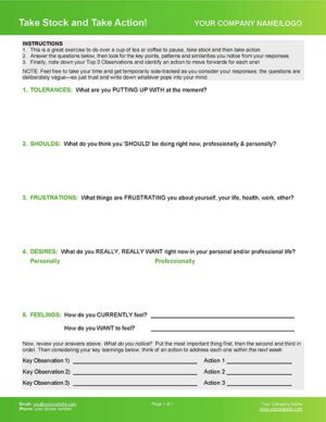 Take Stock and Take Action Coaching Worksheet