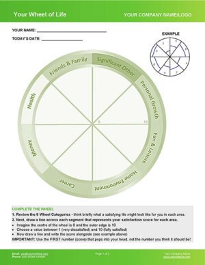 Wheel of Life Template for Balance & Self-Care Toolkit Page 1