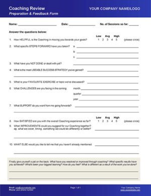 Business Coaching Forms Monthly Client Review Feedback