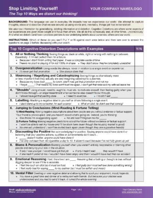 Leadership Development Resources - Stop Limiting Yourself! Cognitive Distortions