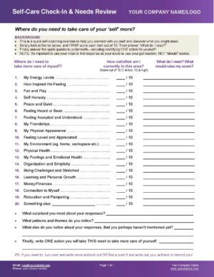 Leadership Assessment - Self-Care & Needs Review
